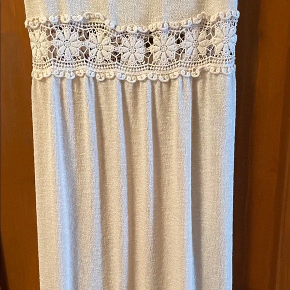 ONE CLOTHING Sleeveless Crochet Cream Knit Maxi Duster Button Resortwear Sweater - Picture 7 of 13